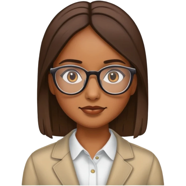 Chica morena con pelo liso y lentes emoji