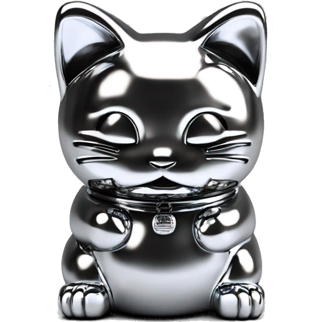 Full chrome plated solid color uncluttered maneki neko 3d emoji
