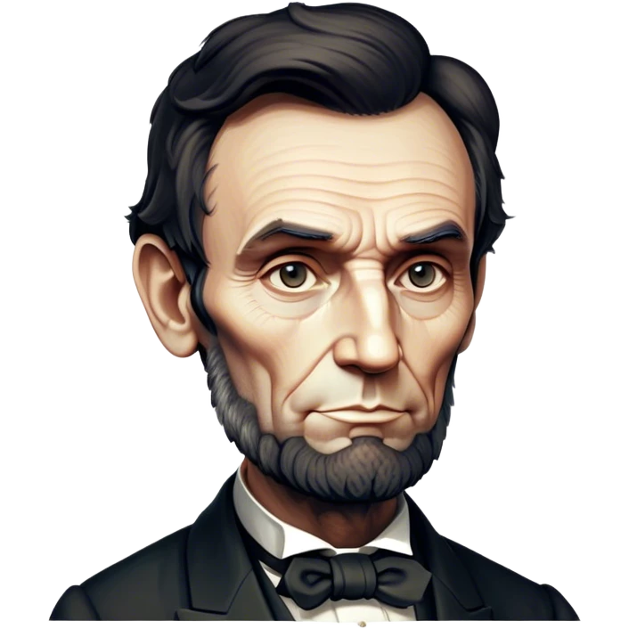 Cinematic Realistic Abraham Lincoln Portrait Emoji, depicted as a stoic iconic statesman with a tall dignified silhouette and thoughtful expression, rendered with detailed textures and dramatic historical lighting that captures his timeless presence. emoji