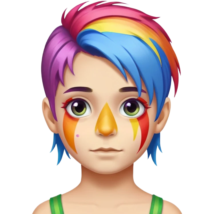 kid with rainbow hair and face paint emoji