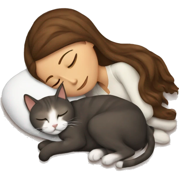 CAT sleeping on a Brown haired Woman  emoji