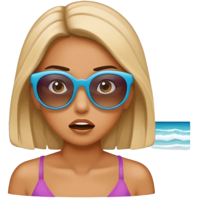 Женщина на пляжу в шоке emoji