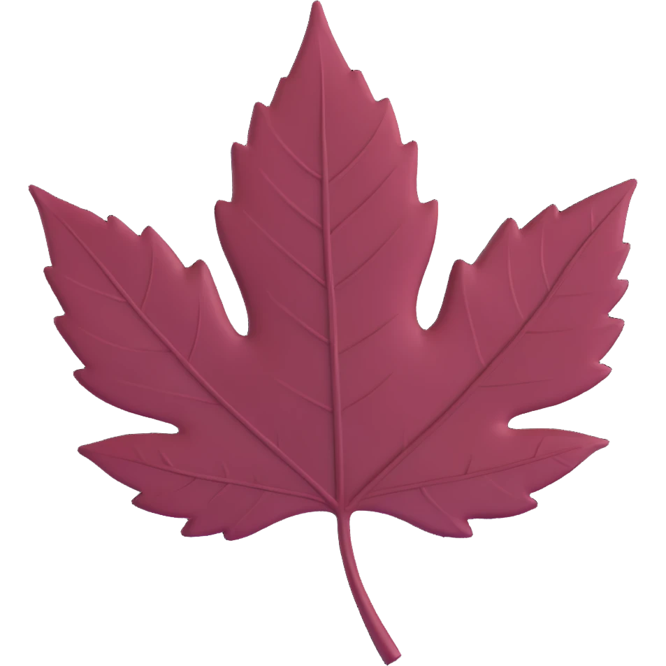 a leaf in burgundy color emoji