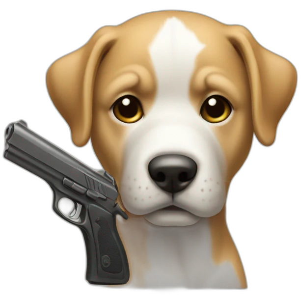 Un chien avec un pistolet emoji