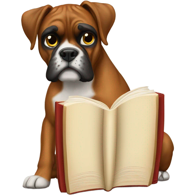 Boxer dog with a book  emoji