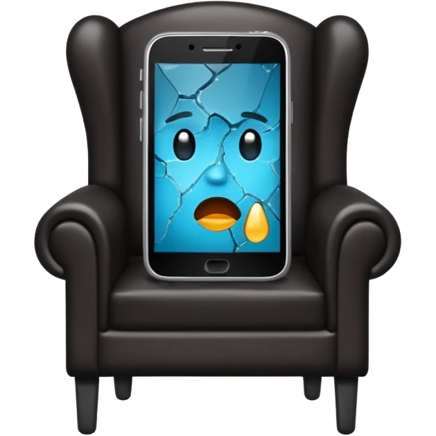 a phone in a chair looking sad and crying emoji