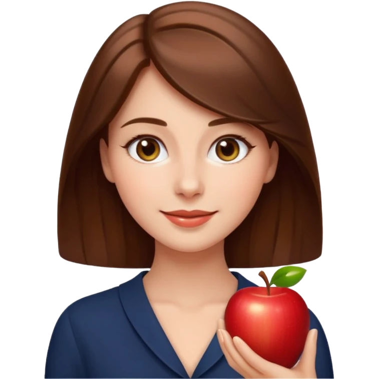 emoji of a beautiful woman with soft facial features, smooth skin, gentle smile, expressive eyes, and shiny hair. Clean lighting, warm tones, elegant and friendly expression, minimalist white background, polished Apple emoji aesthetic emoji