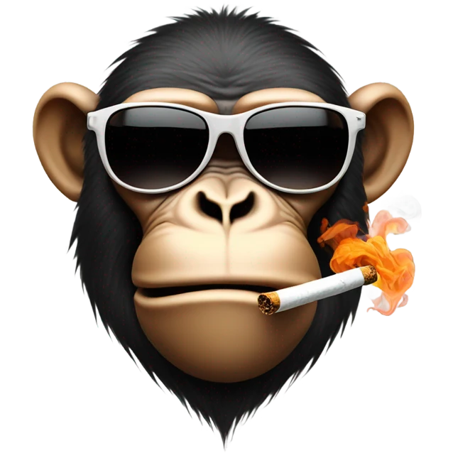 Monkey head smoking a cigarret with sunglass emoji