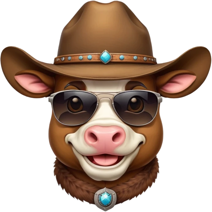 smiling bull head with dark sunglasses and cowboy hat emoji