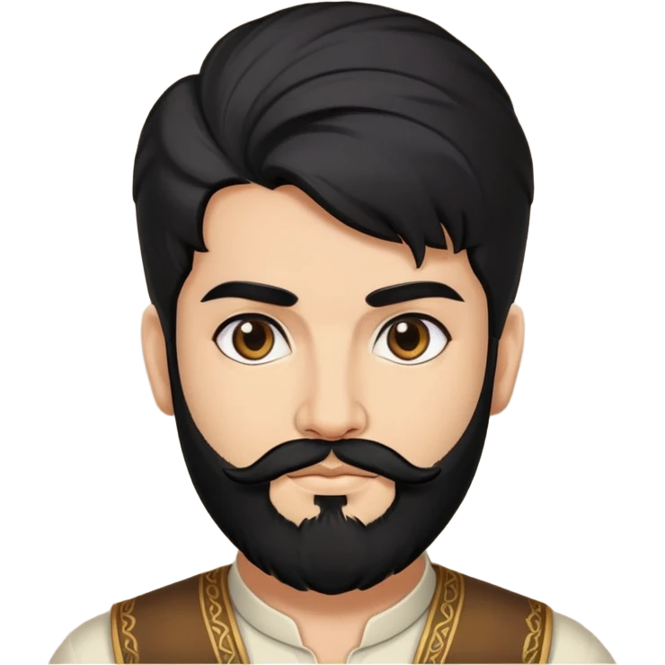 persian adult with black hair upwards and beard emoji