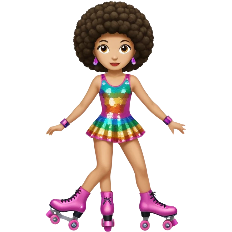 afro hair disco dress and roller skate emoji