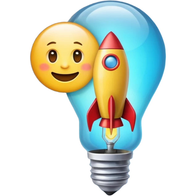 An emoji representing entrepreneurship, featuring a dynamic rocket angled upward for ambition and growth, alongside a glowing lightbulb symbolizing creativity and innovation. Sleek, modern, and vibrant to capture the essence of visionary thinking. emoji