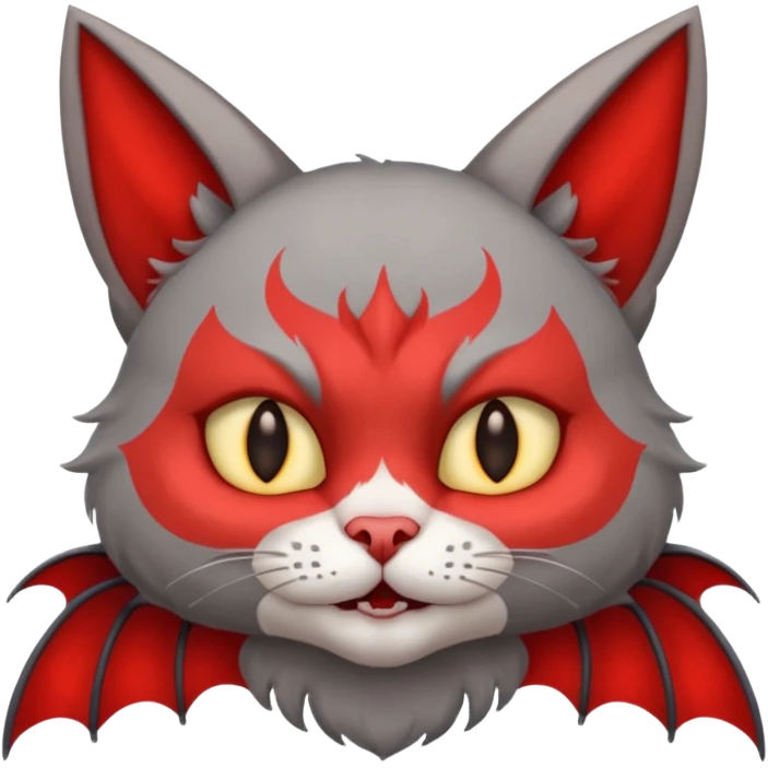 cat with horns and red bat wings emoji