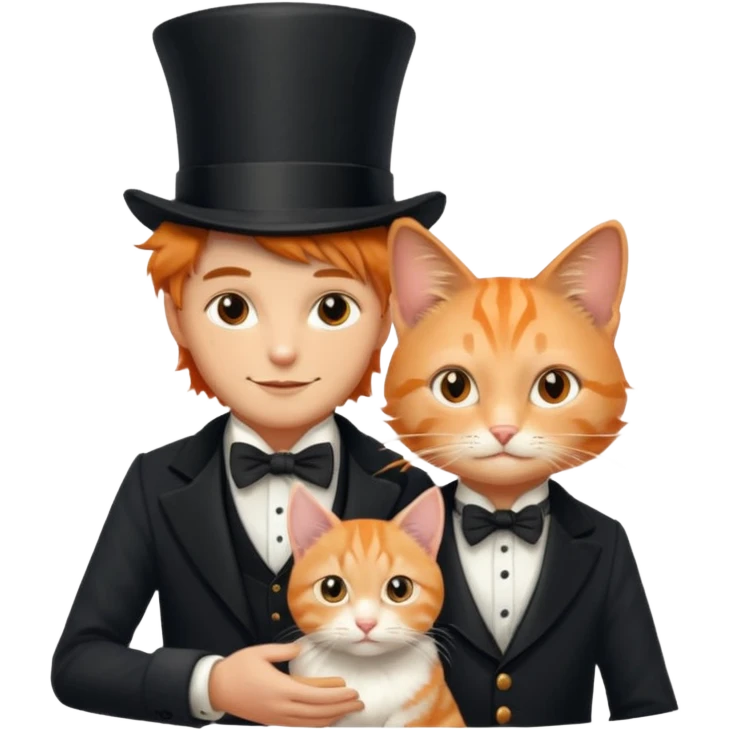 magician couple and their pet cat emoji