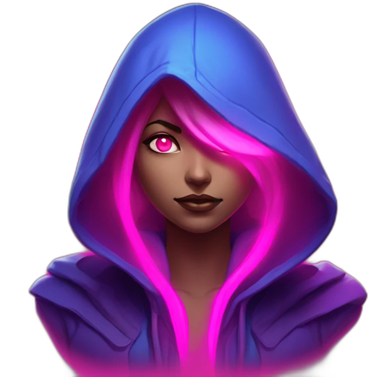 Riot Games Valorant neon pink eyes glowing bright red Video game woman blue eyes purple hooded assassin themed character shrouded wraith emoji