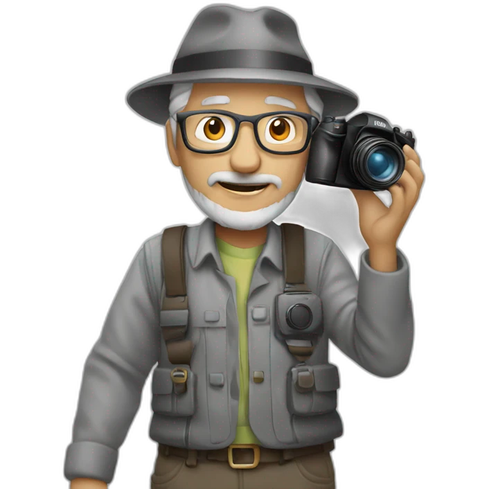 photographer, old, grey, action emoji