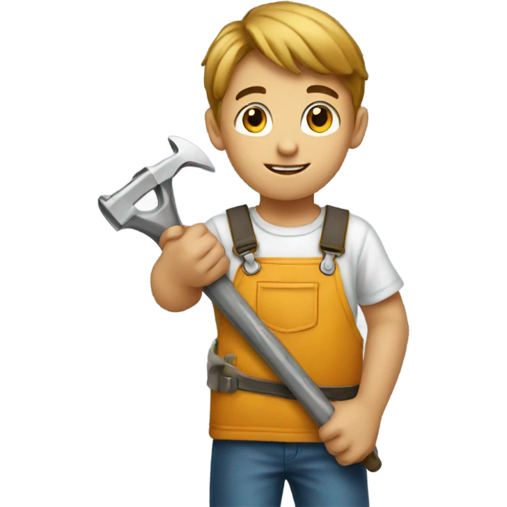 a child with a tool in his hands emoji