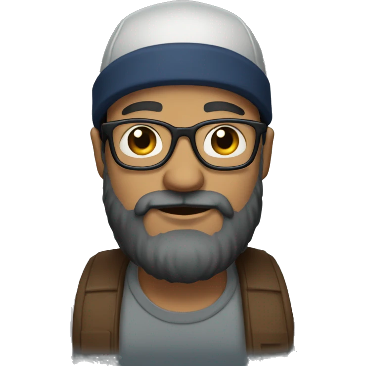 GUY WITH BEARD AND GLASSES and cap emoji