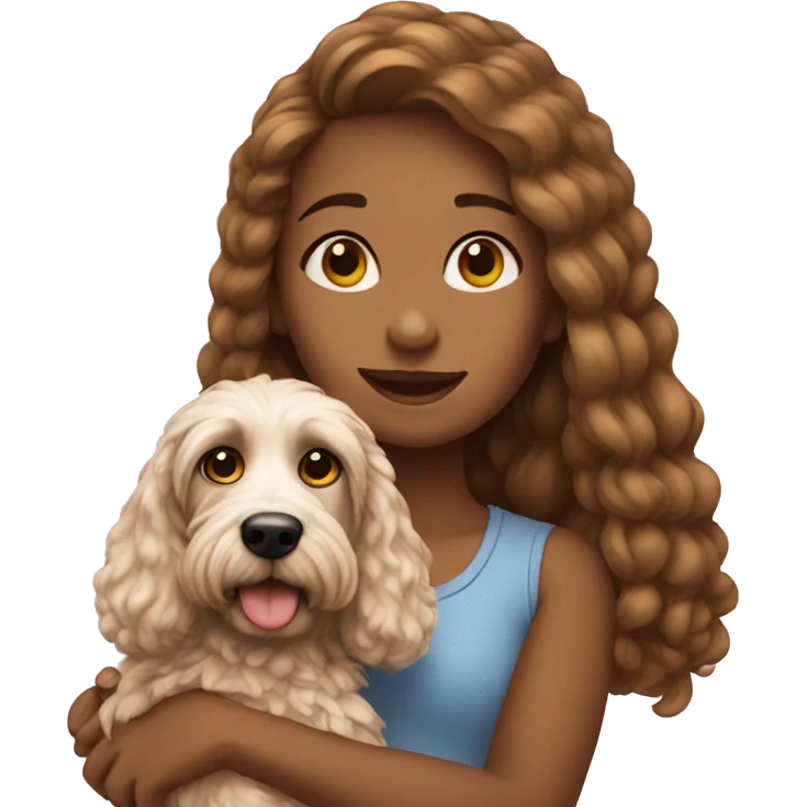Girl with her cockapoo  emoji