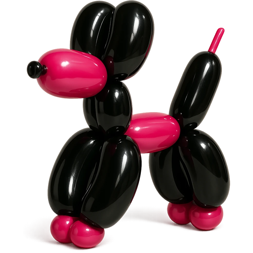 gothic bouquet, shiny, inflated look, playful, exaggerated features, black and pink emoji