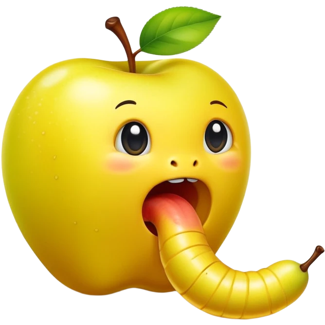 Yellow Apple with worm  emoji
