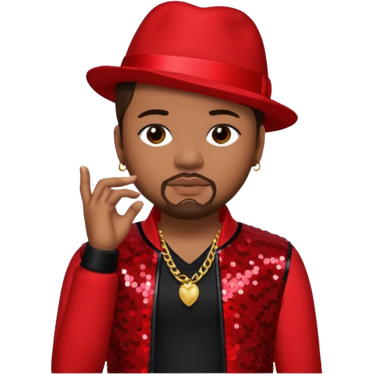The-Dream, R&B Singer (b.1977) with dark brown hair, red sequin tour outfit  emoji