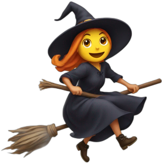 witch on broom flying emoji