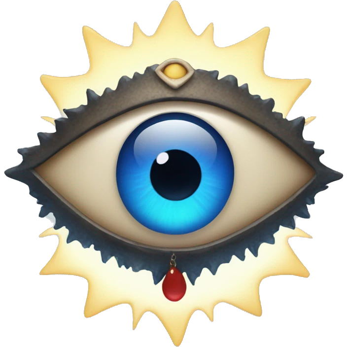 Evil eye with blue heart and sun emoji