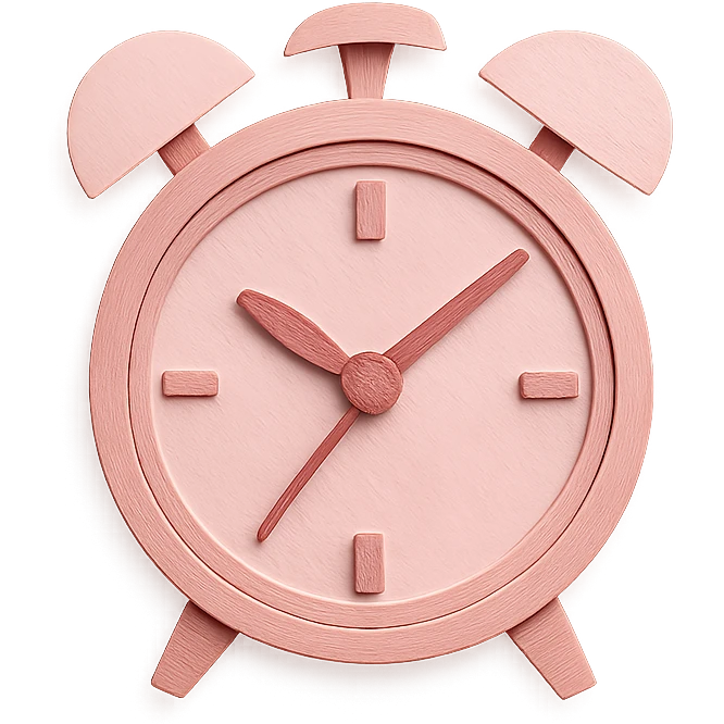 aesthetic pink clock with layered paper look and soft pinks in paper craft style emoji
