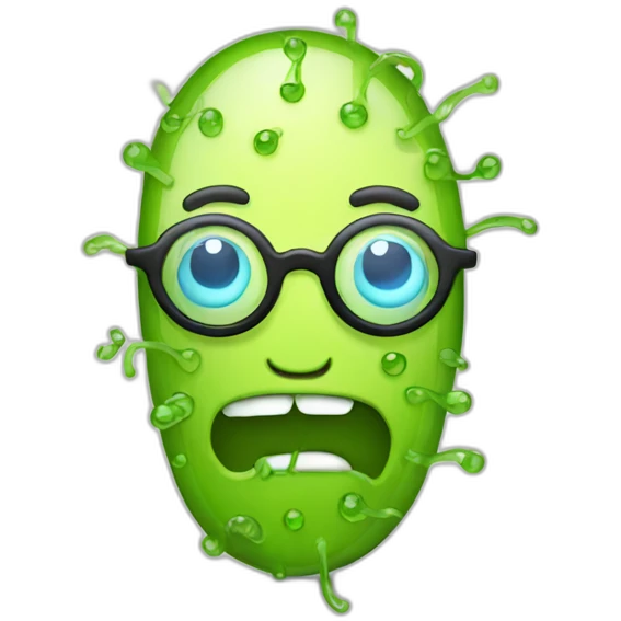 Long Bacteria with glasses emoji