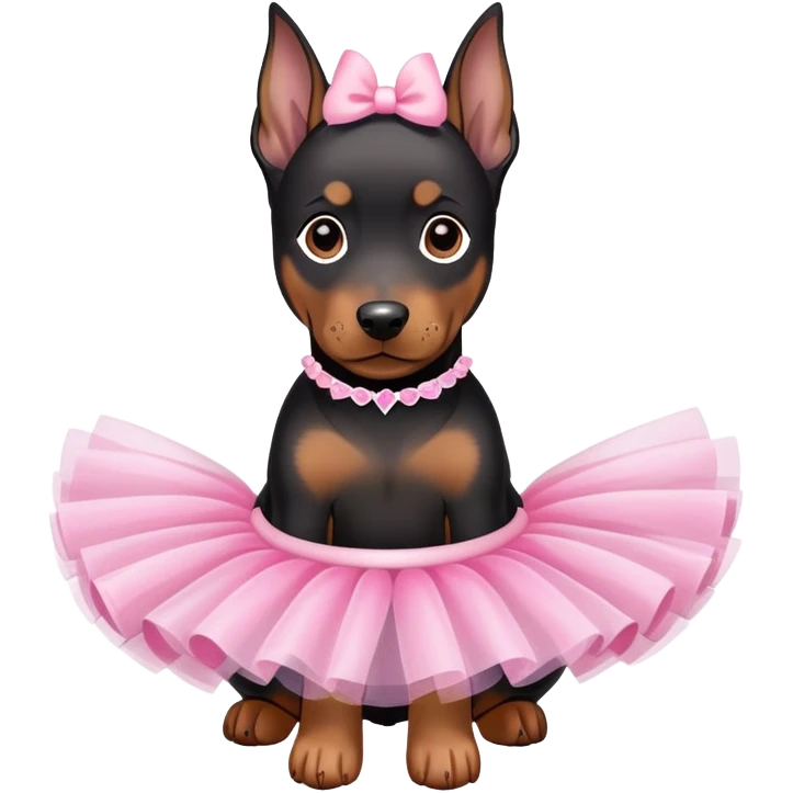 Doberman puppy wearing a tutu emoji