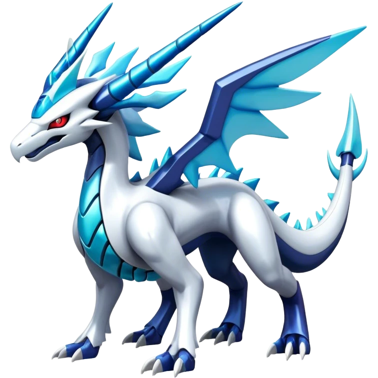 Futuristic Kyurem-reshiram-salamence-dialga-suicune-hybrid, full body emoji