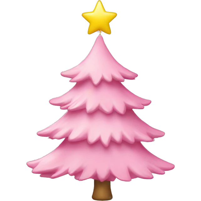 Pink Christmas tree with pastel yellow star on top and white tinsel  emoji