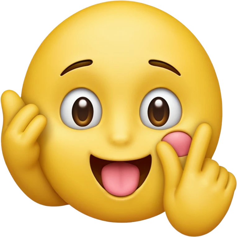 “A yellow emoji face with eyes looking down, tongue sticking out playfully, and one hand raised next to its face making a pinching-fingers gesture.” emoji