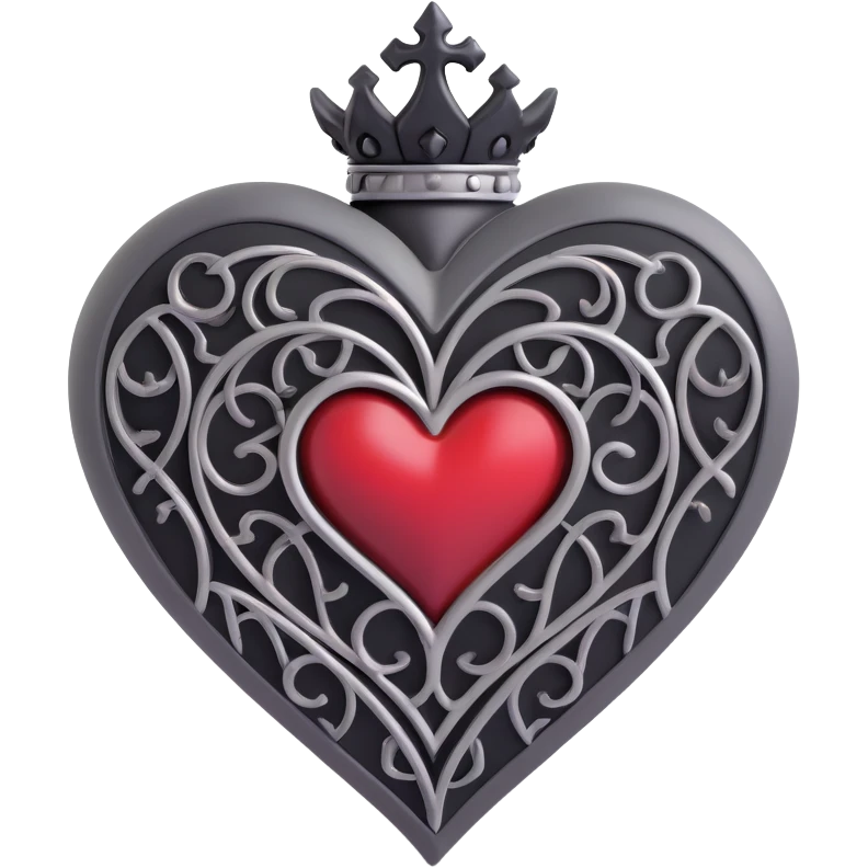 gothic heart with black and silver accents, no moon emoji