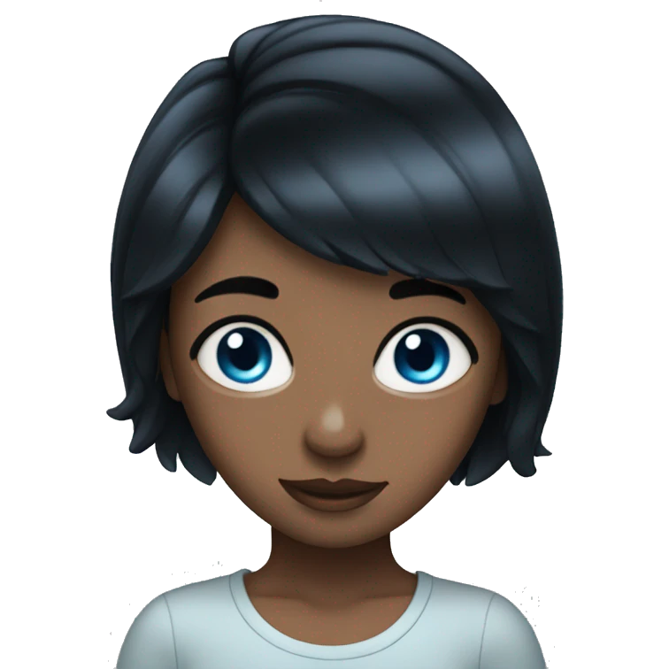 girl with black hair and blue eyes emoji