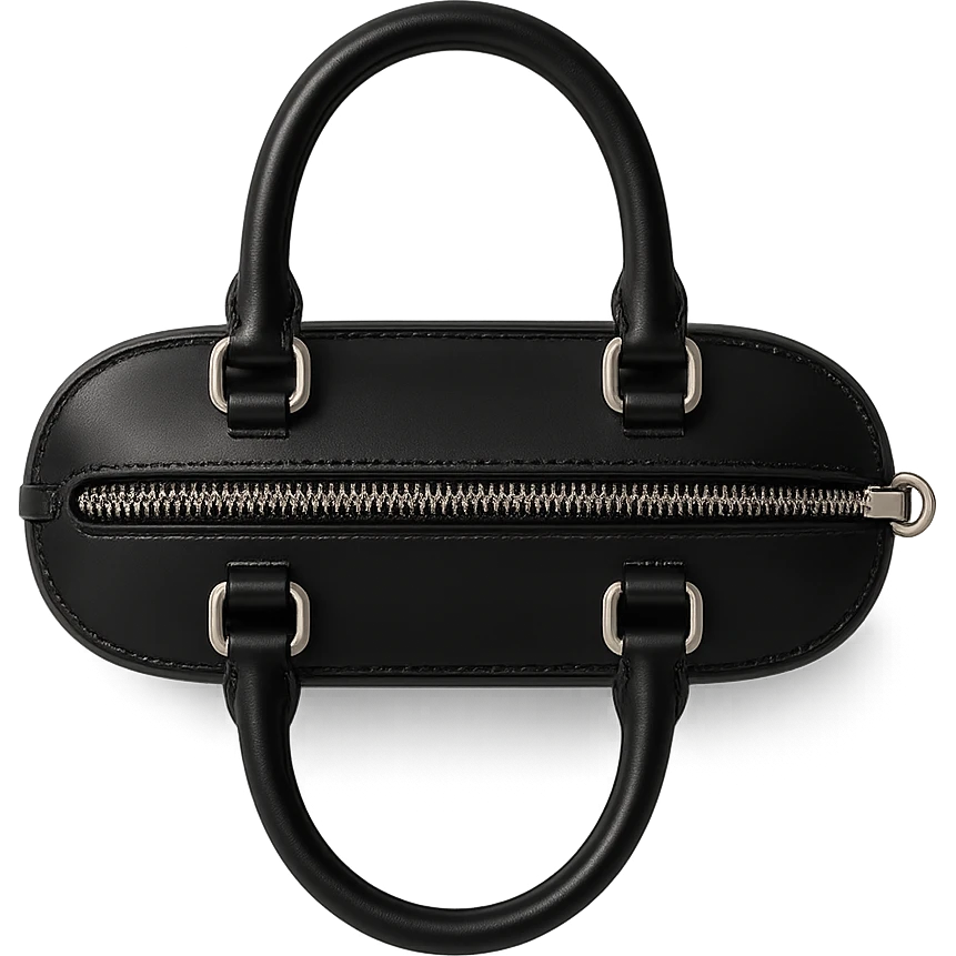 Alaïa Teckel bag, top-down view, showing handles and hardware, designer style, elegant and modern, on white background emoji