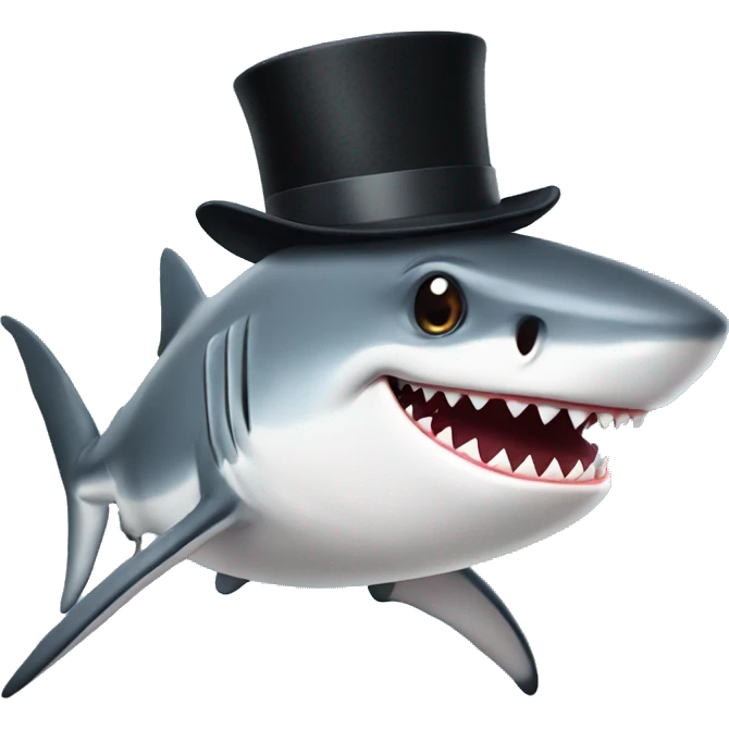 Shark with a top hat emoji