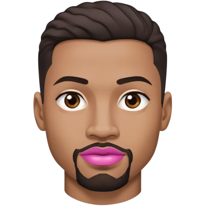 Lightskin black man, short hair waves, goatee , muscular , thick eyebrows , pink lips, brown eyes  emoji