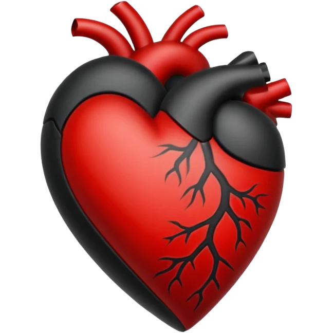 Black and red heart tattoo style emoji