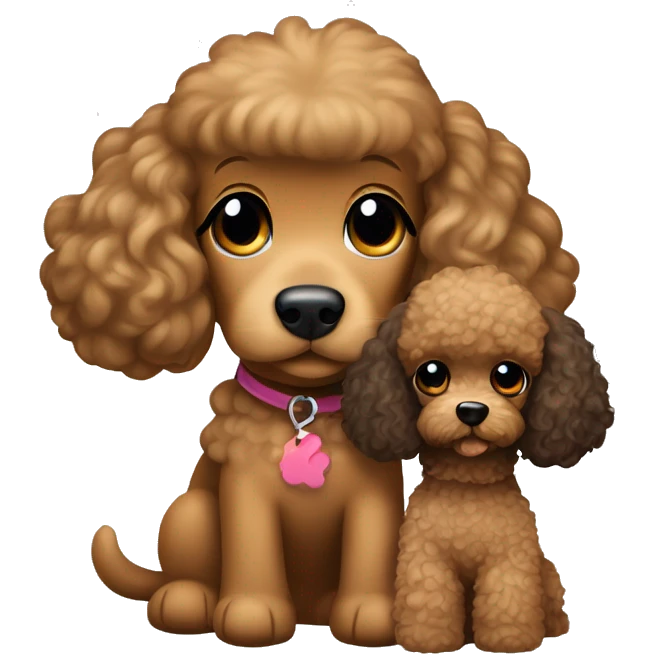 Cocker-poodle dog that is brown held by a Chinese girl with long black hair    emoji