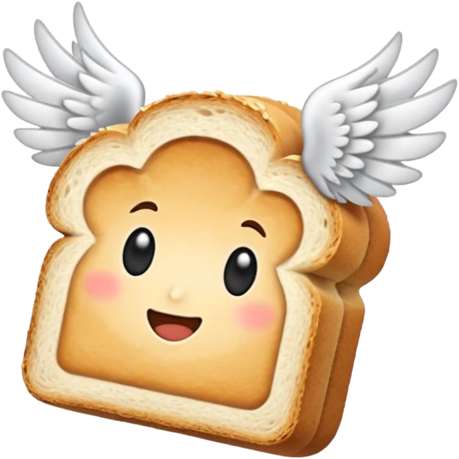 slice of bread with small white wings flying in the air emoji