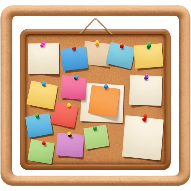 board with pinned photos and notes emoji