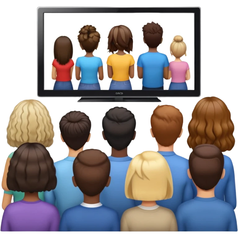 crowd watching a big screen TV from behind emoji