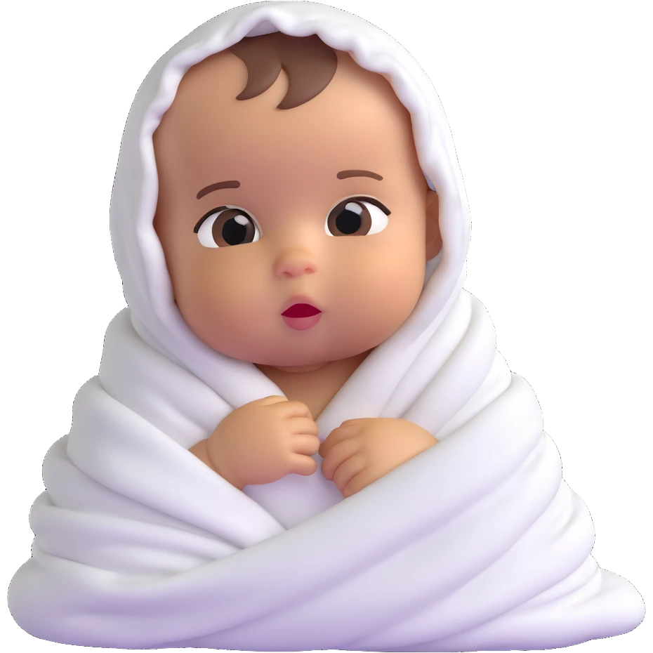lightly tanned baby swaddled in a white blanket emoji