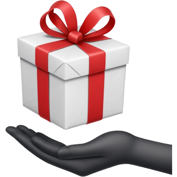one hand holding out a wrapped gift, simple, clear, no text emoji