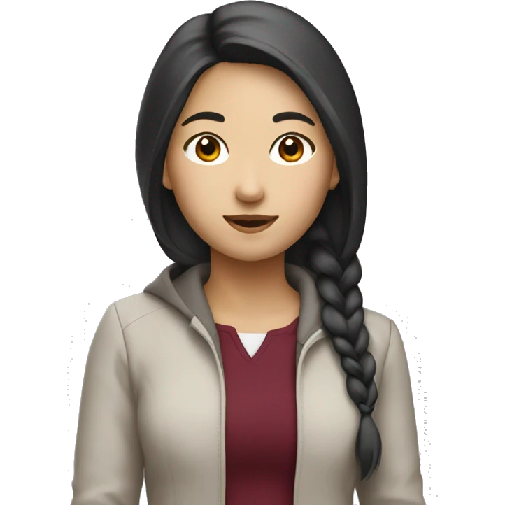 Asian collge girl in burgundy outfit emoji