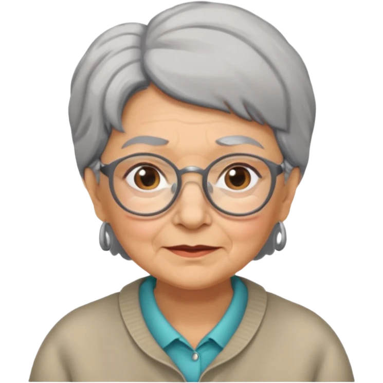 grandmother with glasses and gray hair, grizzle emoji