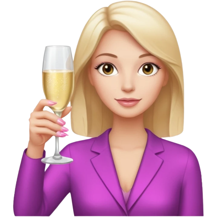 white woman hand with light pink nails holding champagne glass emoji