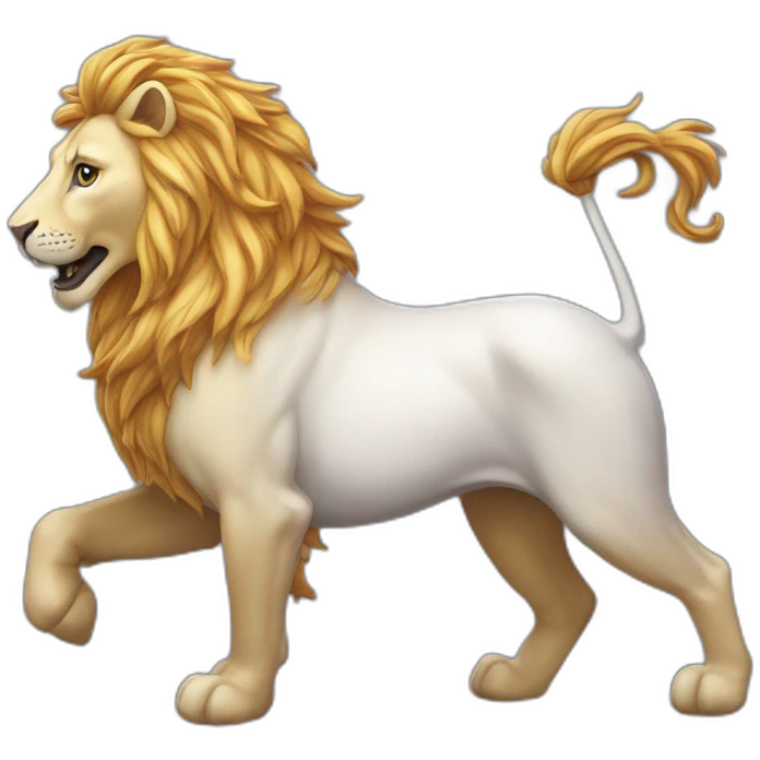 Une licorne sur un lion emoji